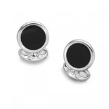 Sterling Silver Round Cufflinks with Onyx Inlay
