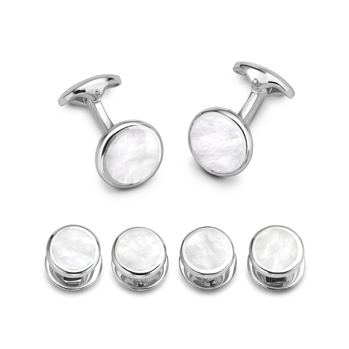 Sterling Silver Round Mother-of-Pearl Dress Set Sterling Silver Round Mother-of-Pearl Dress Set