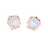 Rose Gold Sterling Silver Round Cufflinks with Mother-of-Pearl Inlay