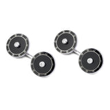 18ct White Gold Onyx Cufflinks with Diamond Centre
