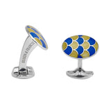Sterling Silver Bright Yellow & Royal Blue Enamel Cufflinks