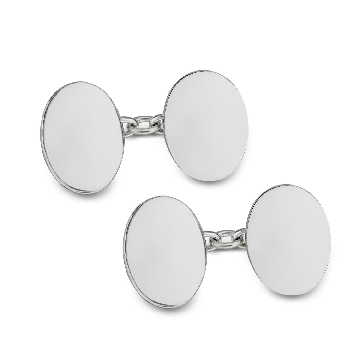 Sterling Silver Plain Oval Chain Link Cufflinks – Deakin Francis