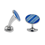 Sterling Silver Royal Blue & Denim Blue Enamel Cufflinks