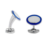 Sterling Silver Royal Blue & Clear Enamel Cufflinks