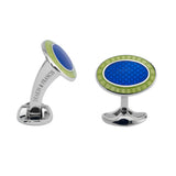 Sterling Silver Lime Green & Nitric Blue Enamel Cufflinks