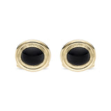 18ct Yellow Gold Oval Cufflinks with Onyx Cabochon Centre