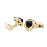 18ct Yellow Gold Oval Cufflinks with Onyx Cabochon Centre