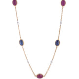 18ct Yellow Gold Diamond, Ruby and Sapphire Necklace