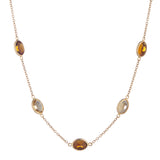 18ct Yellow Gold 32" Light And Dark Citrine Spectacle Necklace