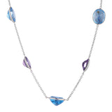 18ct White Gold Blue Topaz and Amethyst Necklace