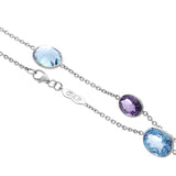 18ct White Gold Blue Topaz and Amethyst Necklace