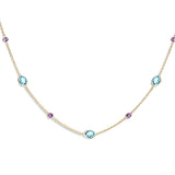 18ct Yellow Gold Amethyst and Blue Topaz Necklace