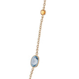 18ct Yellow Gold Blue Topaz and Fire Opal Necklace