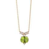 18ct yellow gold peridot and diamond pendant.
