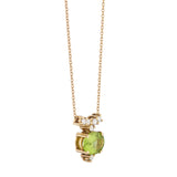 18ct yellow gold peridot and diamond pendant.