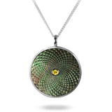Sterling Silver Large Pendant with Grey Mother-of-Pearl and Yellow Sapphire Gem