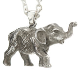 Sterling Silver Oxidised Black Elephant Pendant and Chain