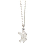 Sterling Silver Turtle Pendant with Sapphire Eyes