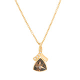 18ct Yellow Gold Trilliant Cut Smoky Quartz And Diamond Pendant