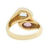 18ct Yellow Gold Blue Topaz And Pink Tourmaline Ring