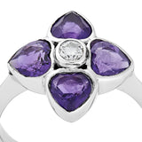 18ct White Gold Amethyst and Diamond Cluster Ring
