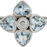 18ct White Gold Aquamarine and Diamond Cluster Ring