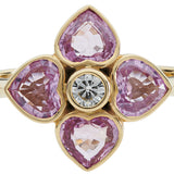 18ct Yellow Gold Pink Sapphire And Diamond Cluster Ring