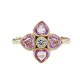 18ct Yellow Gold Pink Sapphire And Diamond Cluster Ring