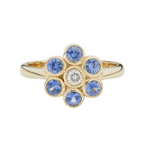18ct Yellow Gold Sapphire and Diamond Cluster Ring