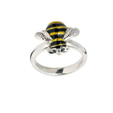 Sterling Silver Bumble Bee Ring Finished In Enamel