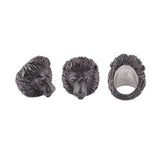 Oxidised Sterling Silver Proud Lion Ring