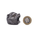 Oxidised Sterling Silver Brave Bear Ring