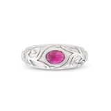 18ct White Gold Ruby Gypsy Ring With Scrolling Sides