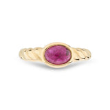 18ct Yellow Gold Ruby Ring with Twist Detail Shoulders