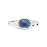 18ct White Gold Sapphire Ring With Twist Detail Shoulders