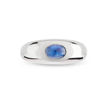 18ct White Gold Cabochon Sapphire Gypsy Ring