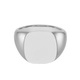 White Gold Cushion Signet Ring (16.5x15mm) - 18ct white gold