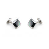 Sterling Silver Oblong Cufflinks with Grey Mother-of-Pearl Inlay