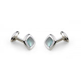 Sterling Silver Cushion Cufflinks with Grey Mother-of-Pearl Inlay