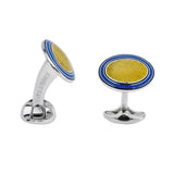 Sterling Silver Navy Blue, Royal Blue & Bright Yellow Enamel Cufflinks