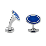 Sterling Silver White and Royal Blue Enamel Cufflinks