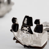 Sterling Silver Enamel Pirate Ship Cufflinks
