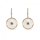 White Mother-of-Pearl Dreamcatcher Earrings with Blue Sapphire Gem