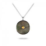 Sterling Silver Small Pendant with Grey Mother-of-Pearl and a Yellow Sapphire Gem