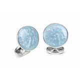 Sterling Silver Summer Haze Enamel Cufflinks in Pale Blue