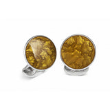 Sterling Silver Summer Haze Enamel Cufflinks in Burnt Orange