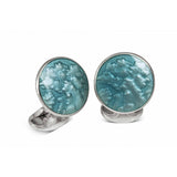 Sterling Silver Summer Haze Enamel Cufflinks in Turquoise