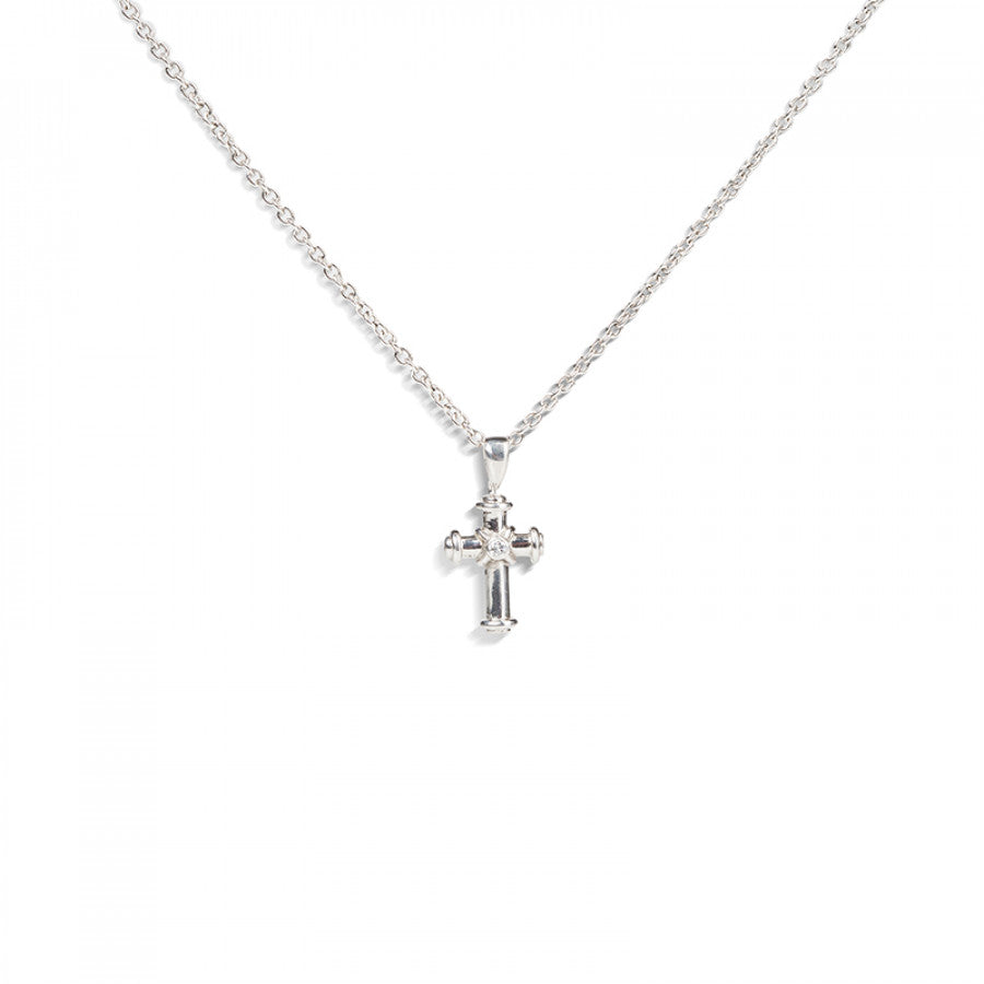 18ct White Gold Cross Pendant with Diamond Points – Deakin Francis