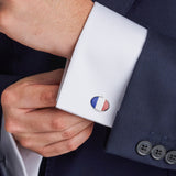 Sterling Silver Enamel French Flag Cufflinks