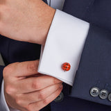 Sterling Silver Enamel Basketball Cufflinks